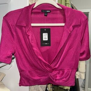 Twist front pink top